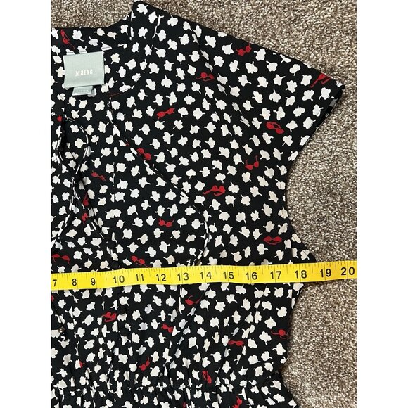 Anthropologie Maeve Odelia Black Floral Mini Dress Size Medium Sunglasses Pocket - Picture 5 of 15